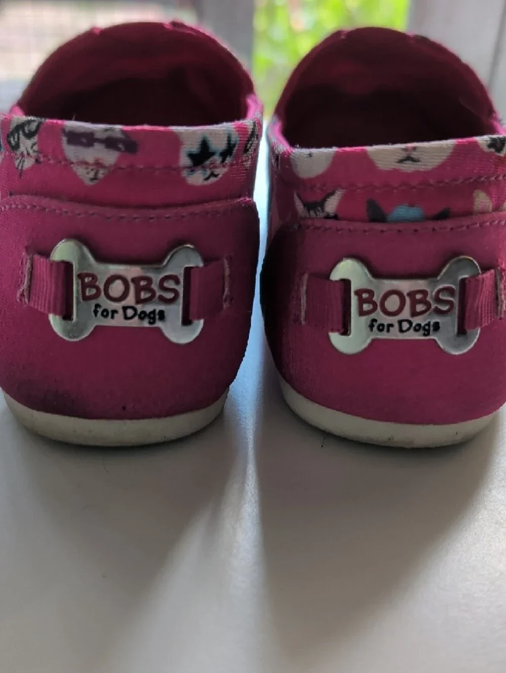 Skechers Bobs Bright Pink Cat Print Slip-Ons - Picture 4 of 7